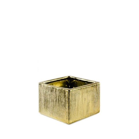 Short Square Ceramic Block Vase - 4"H