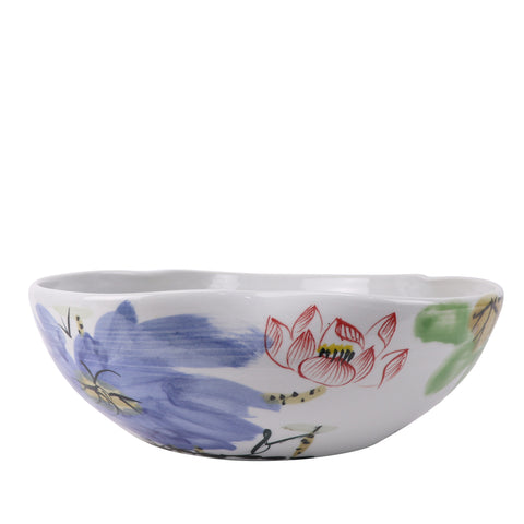 Lotus Pattern Porcelain Bowl 19''W