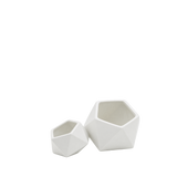 White Tilted Geometric Pot