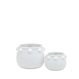 White Honey Pot Vase with Decorative Knob Edge