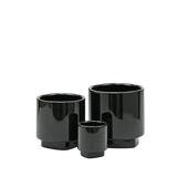 Unique Black Speckled Cylinder Ceramic with Base
