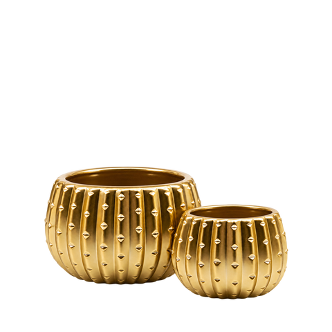 Matte Gold Ceramic Cactus Pot