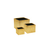 Etched Metallic Cube Planters- Gold