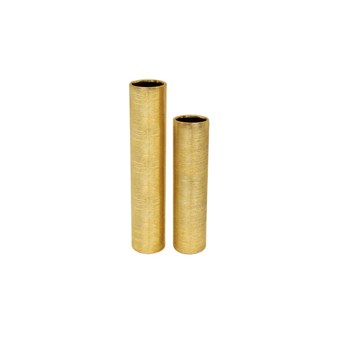 Etched Metallic Cylinder Tall Gold